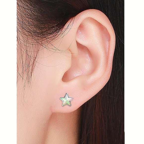 Iridescent Star Stud Earrings With Australian Crystals - Picture 6 of 6
